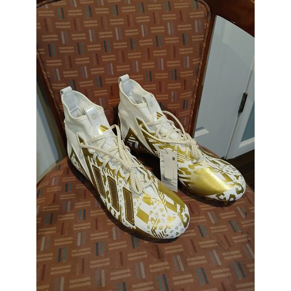 New Mens 11.5 Adidas Freak 23 7v7 SMU Football Cleats White Gold Metallic HP2442 main image 4